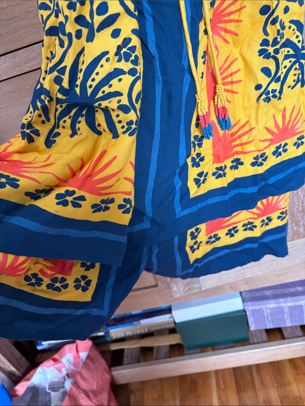 Yellow & Navy Floral Tassel romper - Picture 2 of 5